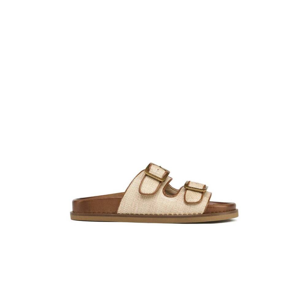 NEW GRACE women's kimolos sandal in camel leather raffia
